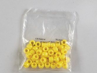 Pony Beads, Yellow, pack of 50